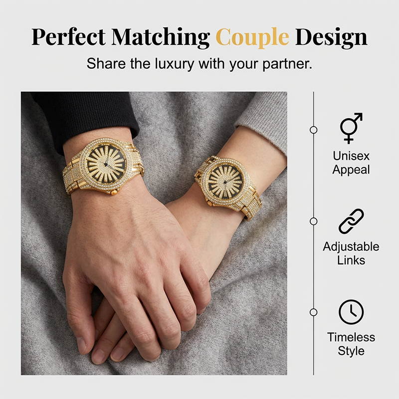Men's Iced-Out Watch with Rotating Dial ⌚️ Sparkling Crystals, Precise Quartz & Butterfly Clasp